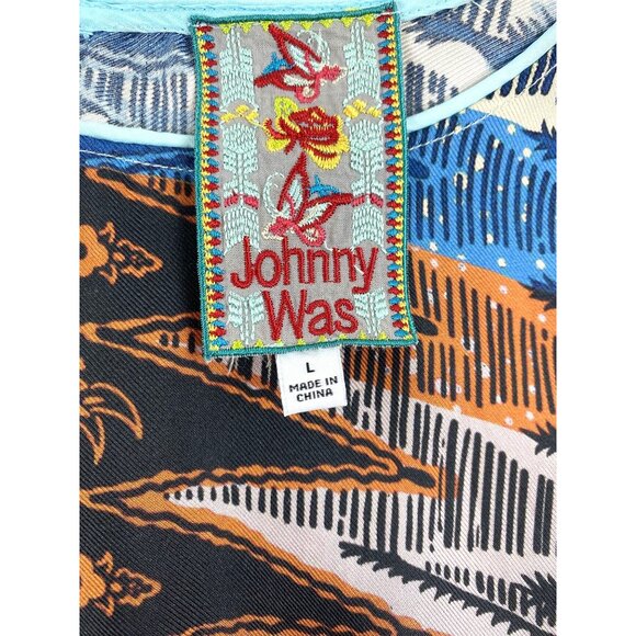 Johnny Was Womens Large Luna Colorful Silk Floral Geometric Boho Shift Dress - Picture 3 of 11